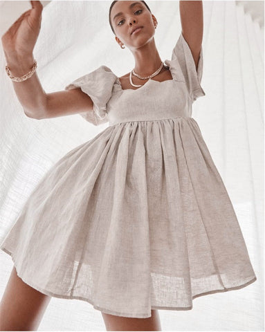 Dresses Women Square Neck Puff Sleeve Mini Dress My Store