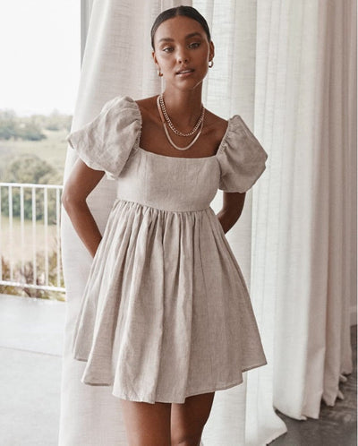 Dresses Women Square Neck Puff Sleeve Mini Dress My Store