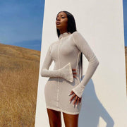 See-Through Dresses With Long Sleeves Cover The Hips My Store