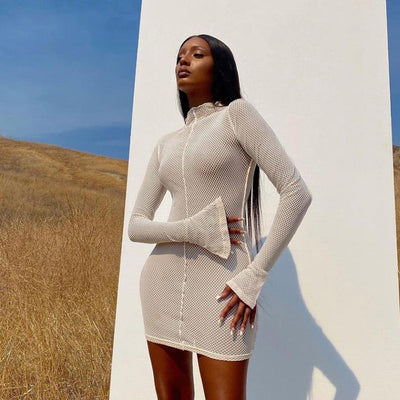 See-Through Dresses With Long Sleeves Cover The Hips My Store