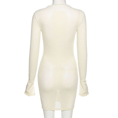 See-Through Dresses With Long Sleeves Cover The Hips My Store