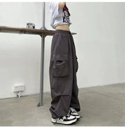 2024 Women Casual Joggers Tech Pants Solid Low Waist Pants Drawstring Wide Leg Baggy Trousers Y2k Streetwear Oversize Sweatpants Elite Boutique