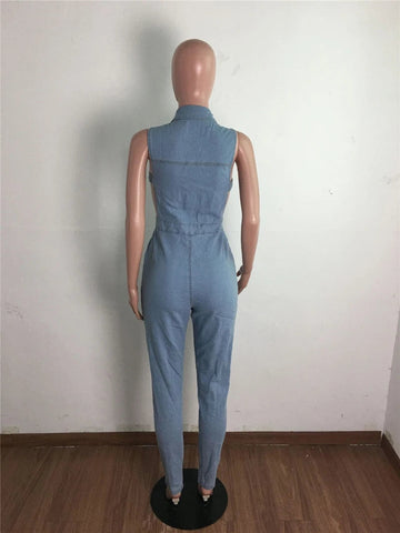 zomight 2023 New  Sexy Slim Sleeveless Light Blue Jeans Jumpsuit Denim Playsuit Women Elegance Woman Ladies Overalls Jump Suits Elite Boutique