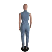 zomight 2023 New  Sexy Slim Sleeveless Light Blue Jeans Jumpsuit Denim Playsuit Women Elegance Woman Ladies Overalls Jump Suits Elite Boutique