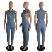 zomight 2023 New  Sexy Slim Sleeveless Light Blue Jeans Jumpsuit Denim Playsuit Women Elegance Woman Ladies Overalls Jump Suits Elite Boutique