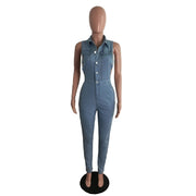 zomight 2023 New  Sexy Slim Sleeveless Light Blue Jeans Jumpsuit Denim Playsuit Women Elegance Woman Ladies Overalls Jump Suits Elite Boutique