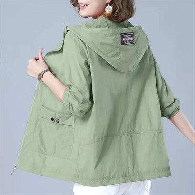 Women's Jacket 2022 New Summer Thin Coat Casual Windbreaker Female Sun Protection Jacket Basic Zipper Coat Tops 5XL Elite Boutique