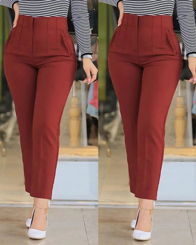 Women's Trousers Women's Pencil Pants Elegant Office Solid Color Trousers Autumn And Winter High Waist Women's Pants Elite Boutique