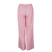 Women's Trousers Summer New Streetwear Fashion Striped Print Love Lace-up Casual Slim Trousers Pink Sexy Sweet Female Clothing Elite Boutique