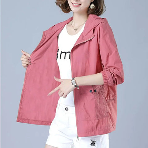 Women's Jacket 2025 New Summer Thin Coat Casual Windbreaker Female Sun Protection Jacket Basic Zipper Coat Tops Elite Boutique