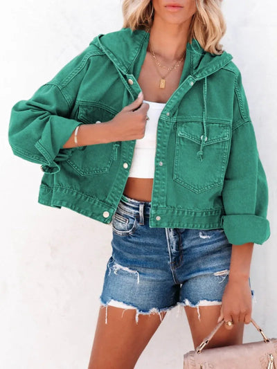 New Jackets for Women Hooded Denim Jacket Women Vintage Jean Coats Casual Long Sleeve Top Clothes Women Streetwear Elite Boutique