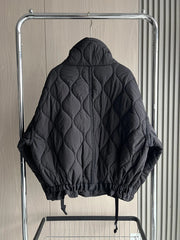 Quilted coat for women ETJ 2024traf QUILTED JACKET WITH TIES new beige drawstring high neck pocket clip cotton jacket for women Elite Boutique