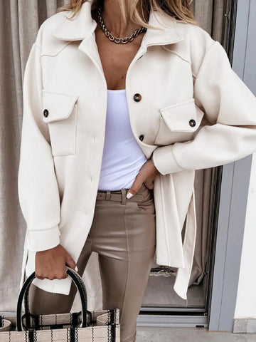 Women Fashion Jacket Fall/Winter 2024 New Lapel Single Breasted Thickened Windproof Thermal Coats Elegant Versatile Daily Wear Elite Boutique