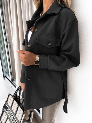 Women Fashion Jacket Fall/Winter 2024 New Lapel Single Breasted Thickened Windproof Thermal Coats Elegant Versatile Daily Wear Elite Boutique
