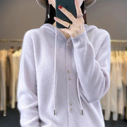 Hoodie Women's Merino Woolen Sweater Fashion Button Casual Loose Hoodie Knitted Sweater Elite Boutique