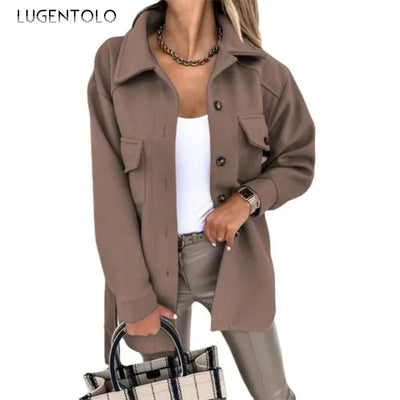 Women Fashion Jacket Fall/Winter 2024 New Lapel Single Breasted Thickened Windproof Thermal Coats Elegant Versatile Daily Wear Elite Boutique