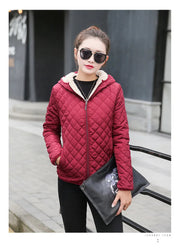 Women's Hooded Jacket Casual Basic Warm Velvet Lamb Parka Coat Autumn Winter New Solid Light Soft  Outerwear fashion style Elite Boutique