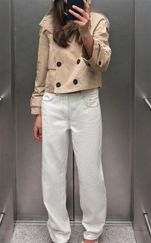 Women's  Jacket  Summer New Model 2025 Khaki Short Hooded Windbreaker  Personalized and Fashionable  Casual and Versatile Elite Boutique
