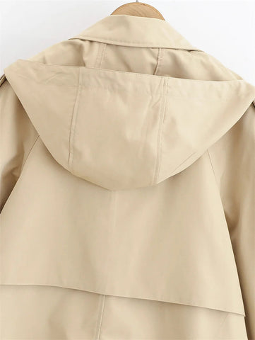 Women's  Jacket  Summer New Model 2025 Khaki Short Hooded Windbreaker  Personalized and Fashionable  Casual and Versatile Elite Boutique
