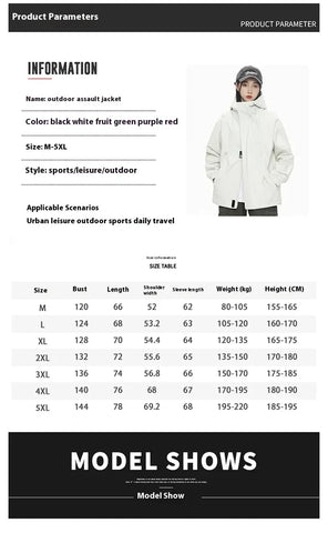 Streetwear Jackets for Women Autumn Waterproof Hooded Jacket Outdoor Casual Outerwear Unisex Tactical Coat Windproof Windbreaker Elite Boutique