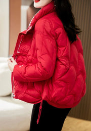 Women's Jacket Quilted Padded Short Duck Down Red Thick Padding Cropped White Female Coats Fashion 2024 Modern New in & Harajuku Elite Boutique