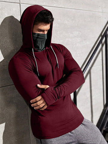 Men Long-sleeved T-shirt Sun Protection Hooded Shirt Casual Sports Breathable Hiking Go Fishing Shirts UV-Proof Solid Color TOPS Elite Boutique