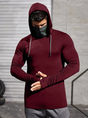 Men Long-sleeved T-shirt Sun Protection Hooded Shirt Casual Sports Breathable Hiking Go Fishing Shirts UV-Proof Solid Color TOPS Elite Boutique