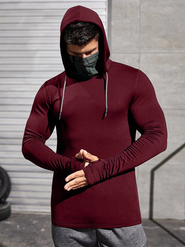 Men Long-sleeved T-shirt Sun Protection Hooded Shirt Casual Sports Breathable Hiking Go Fishing Shirts UV-Proof Solid Color TOPS Elite Boutique