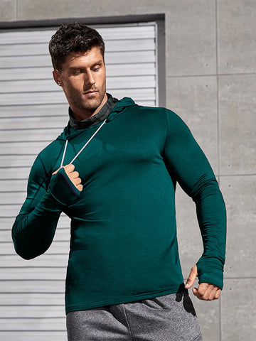 Men Long-sleeved T-shirt Sun Protection Hooded Shirt Casual Sports Breathable Hiking Go Fishing Shirts UV-Proof Solid Color TOPS Elite Boutique