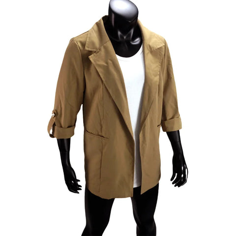 Women's Jacket Spring Summer New Arrivals Roll-up Cuffs Outerwears Lined Open Stitch Thin Jackets for Streetwear Womans Clothing Elite Boutique