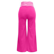 Women Hollow Belt Trousers Fashion Temperament Commuting Flared Trousers Daily Classic Solid Causal High Waist Wide Leg Pants Elite Boutique