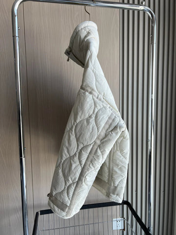 Quilted coat for women ETJ 2024traf QUILTED JACKET WITH TIES new beige drawstring high neck pocket clip cotton jacket for women Elite Boutique