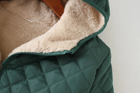 Women's Hooded Jacket Casual Basic Warm Velvet Lamb Parka Coat Autumn Winter New Solid Light Soft  Outerwear fashion style Elite Boutique