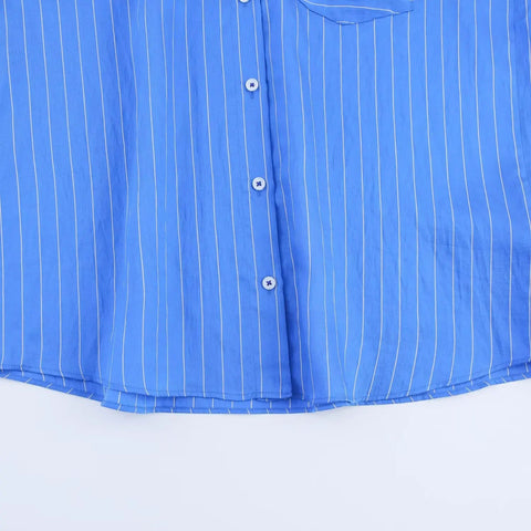 TRAFZA Women Striped Trouser Suit Turn-down Collar Long Sleeve Single-breasted Slim Shirt+High Waist Drawstring Loose Long Pants Elite Boutique