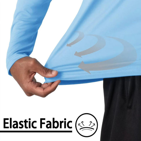 UPF50+ Men's Sunscreen UV Protection T-shirt Solid Color Long-sleeved Round Neck Outdoor Hiking Fishing Quick-drying Tops Elite Boutique
