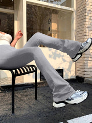 Women's Fashion Trousers Solid Colour High-waisted Flared Pants Slim and Skinny Women's Dragging Trousers Versatile Female Pants Elite Boutique
