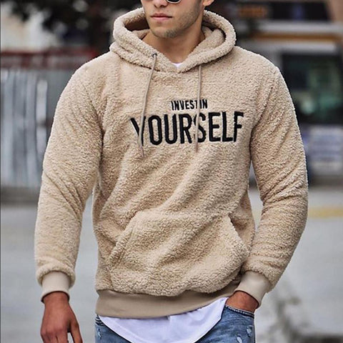 Hoodie Letters Embroidery Warm Pullover Men Long Sleeve Pockets Hooded Sweatshirt Fleece Casual Sweatshirts For Spring/Autumn Elite Boutique