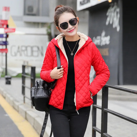 Women's Hooded Jacket Casual Basic Warm Velvet Lamb Parka Coat Autumn Winter New Solid Light Soft  Outerwear fashion style Elite Boutique