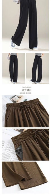 Wide-leg Pants for Women New Summer High-waist Casual Elastic Thin Soft Straight Trousers with a Soft and Supple Feel Elite Boutique