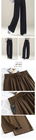 Wide-leg Pants for Women New Summer High-waist Casual Elastic Thin Soft Straight Trousers with a Soft and Supple Feel Elite Boutique