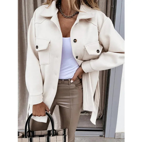 Women Fashion Jacket Fall/Winter 2024 New Lapel Single Breasted Thickened Windproof Thermal Coats Elegant Versatile Daily Wear Elite Boutique