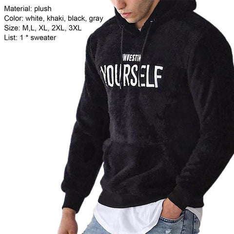 Hoodie Letters Embroidery Warm Pullover Men Long Sleeve Pockets Hooded Sweatshirt Fleece Casual Sweatshirts For Spring/Autumn Elite Boutique