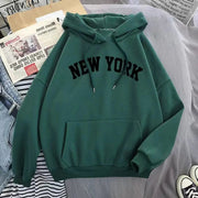 Hoodie Europe and America Sweatshirts for Women New York Letter y2k Autumn Winter Oversized Plus Velvet Casual Loose Fleece Tops Elite Boutique