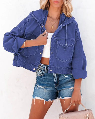 New Jackets for Women Hooded Denim Jacket Women Vintage Jean Coats Casual Long Sleeve Top Clothes Women Streetwear Elite Boutique