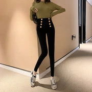 Fashion women's trousers Spring autumn new high-elastic double-breasted tight-fitting high-waisted slimming pants Women's pants Elite Boutique