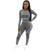 Casual Women's Long Sleeve Hoodie Set Printed Fashion Autumn Sportswear Two Pieces Outfit Comfortable Streetwear Style Elite Boutique