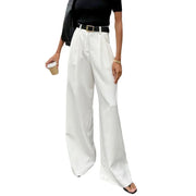 Pure White Trousers Women 2024 Autumn and Winter New High Waist Wide Leg Trousers Commuting All-match Casual Trousers Elite Boutique