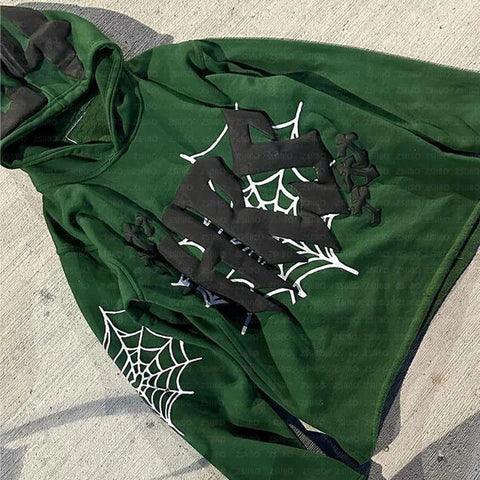 Hoodie Cobweb Print goth Punk Sweatshirt Men's hoodies Sport Coat Pullover Gothic Long Sleeve Oversized Hoodie Y2K jacket Emo Elite Boutique