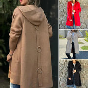 Women Woolen Coat Stylish Women's Woolen Jacket with Hood Single-breasted Design for Fall Winter Mid Length Overcoat with Long Elite Boutique