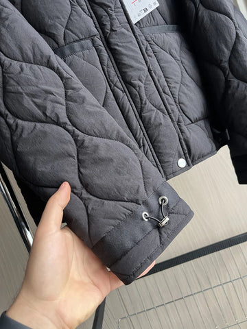 Quilted coat for women ETJ 2024traf QUILTED JACKET WITH TIES new beige drawstring high neck pocket clip cotton jacket for women Elite Boutique